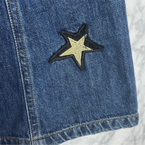 ⭐️ EMPORIO ARMANI A Line Y2K Denim Skirt Women’s 8 Cosmic Galaxy Patches - Picture 4 of 11